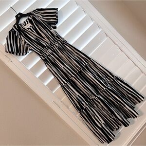 Anthropologie Somerset Maxi Dress XS Black White Stripe